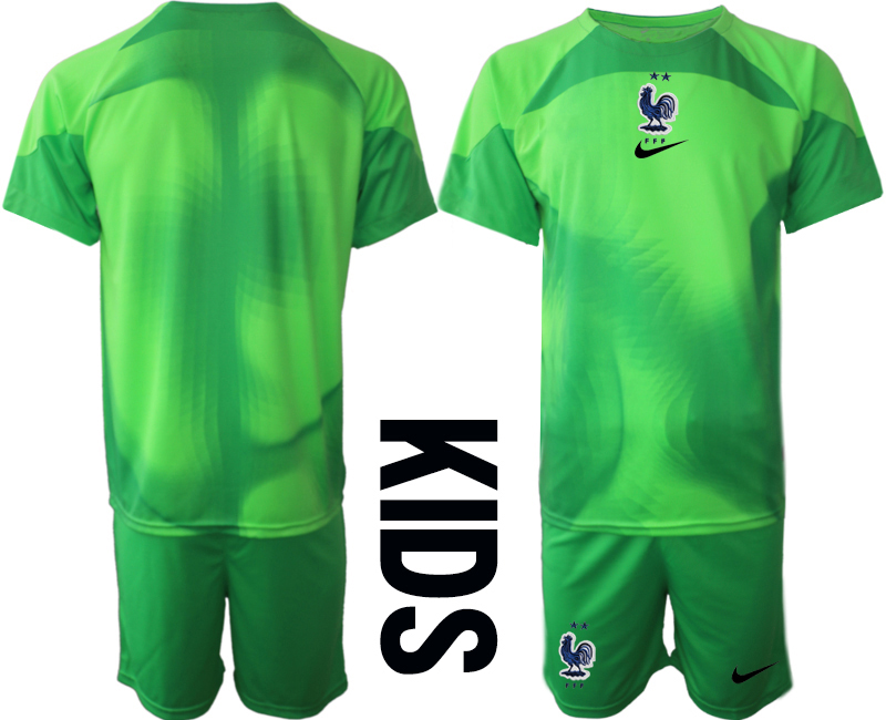 Youth 2022 World Cup National Team France green goalkeeper blank Soccer Jersey